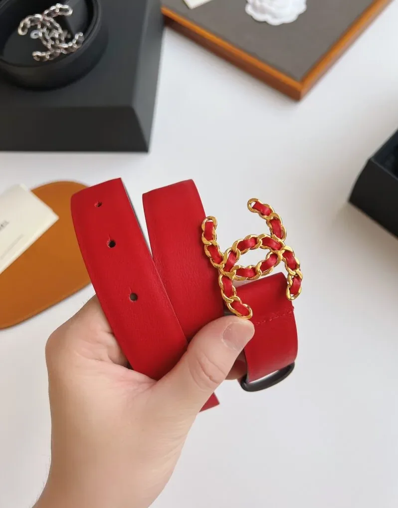 Chanel CC Chain Buckle Belt Red Chanel CC Chain Buckle Belt Red