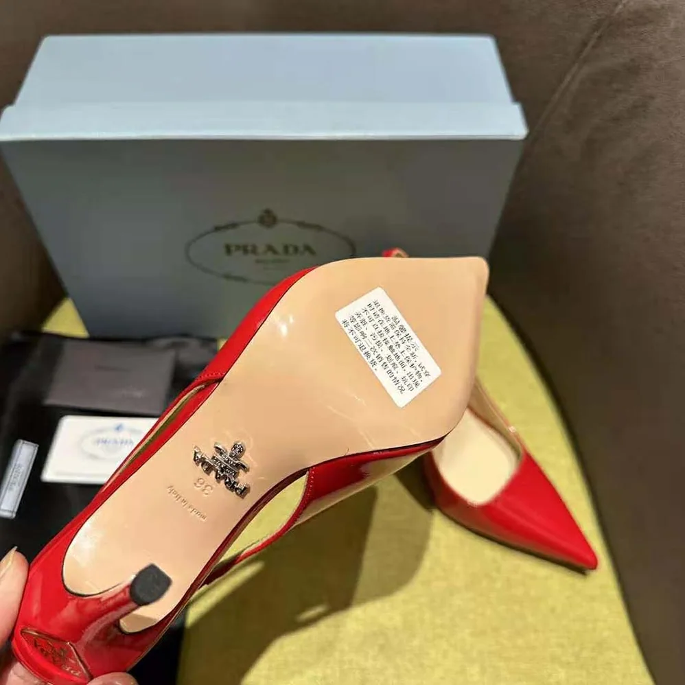 Prada Patent Leather Slingbacks for Women in Red Prada Patent Leather Slingbacks for Women in Red