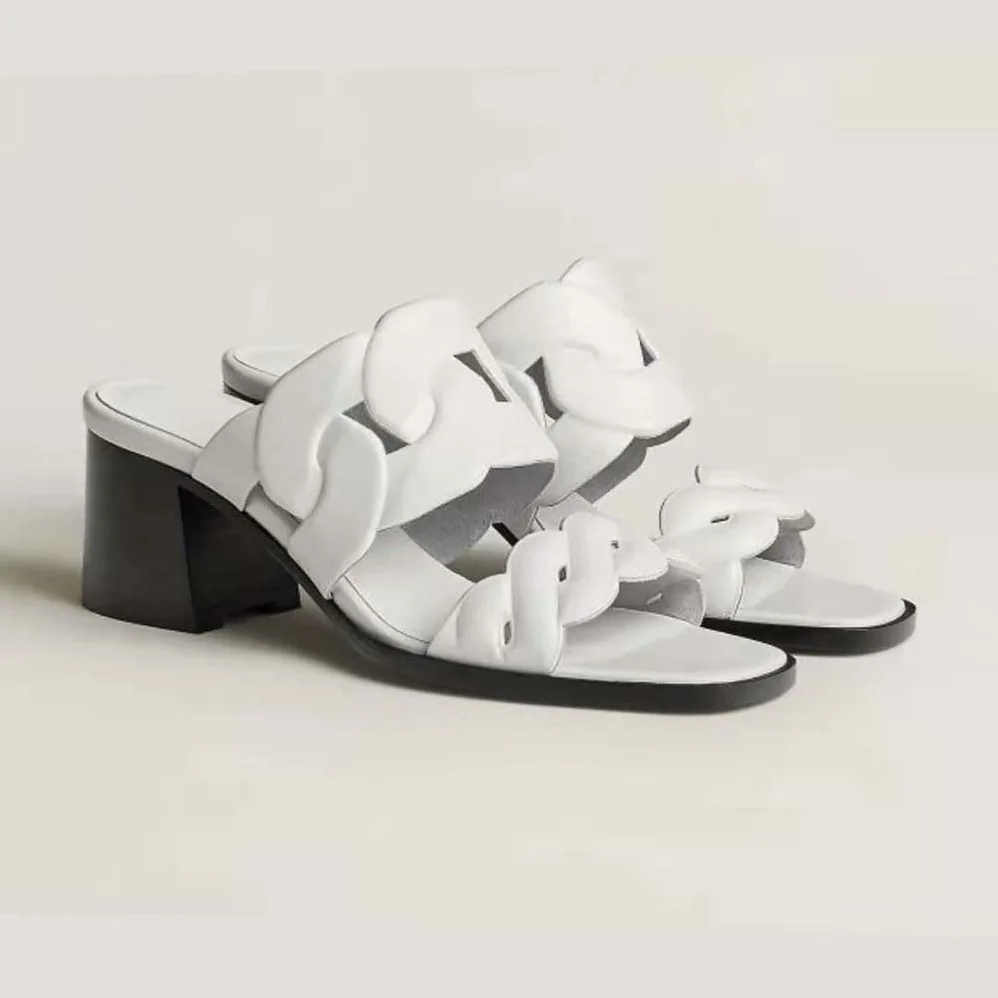 Hermes Gaby 60 Sandal in 6 cm High Heel for Women in White