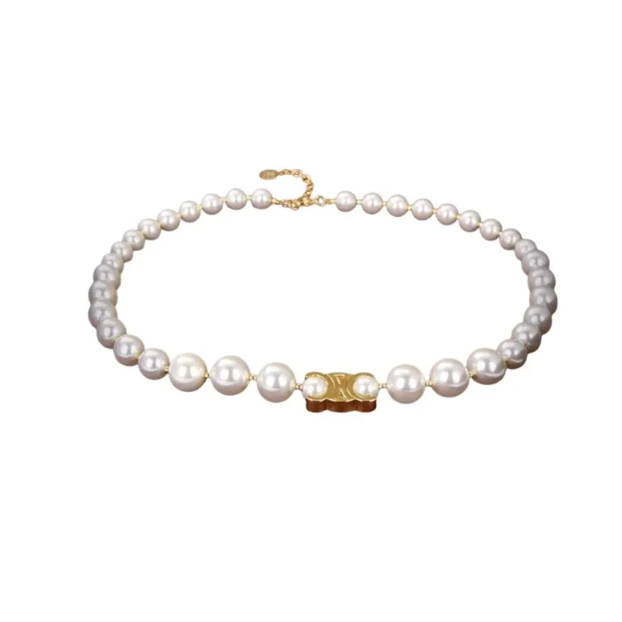 Celine Arc De Triomphe Reclous Necklace White