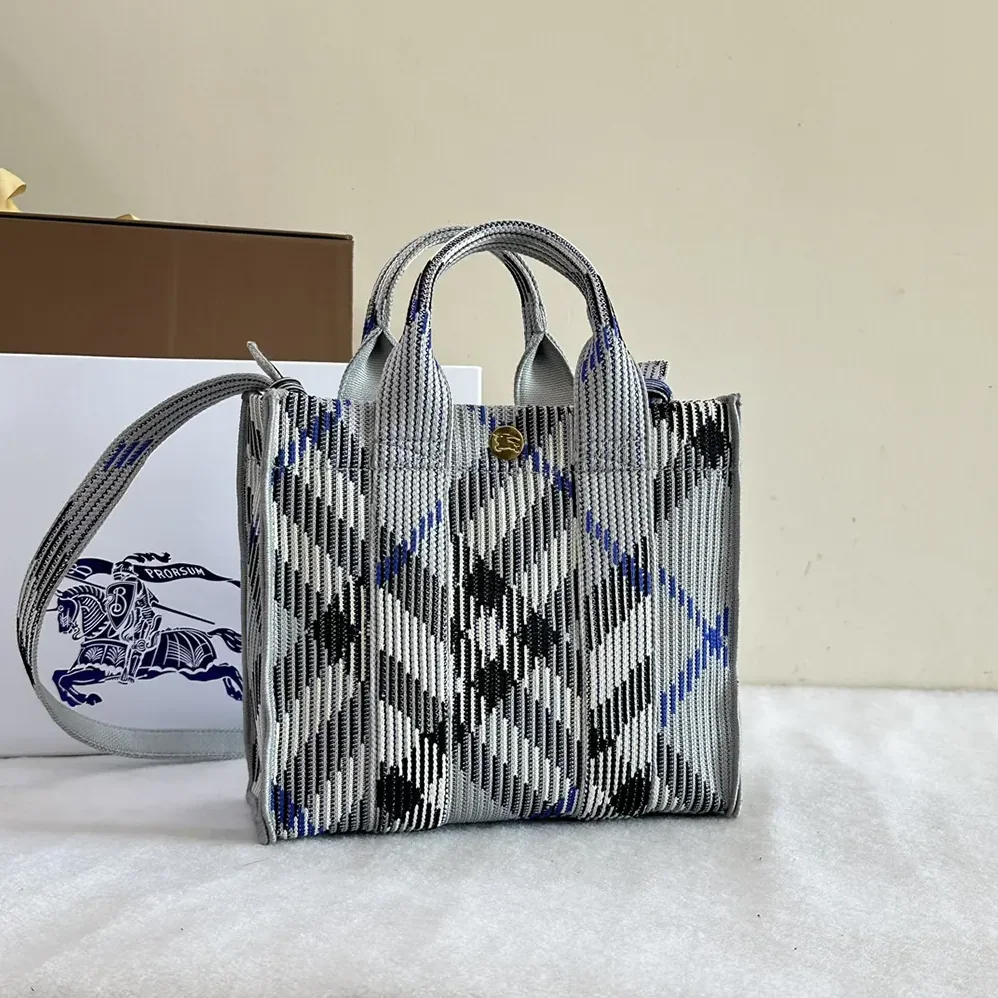 Burberry Small Check Knitted Tote for Women