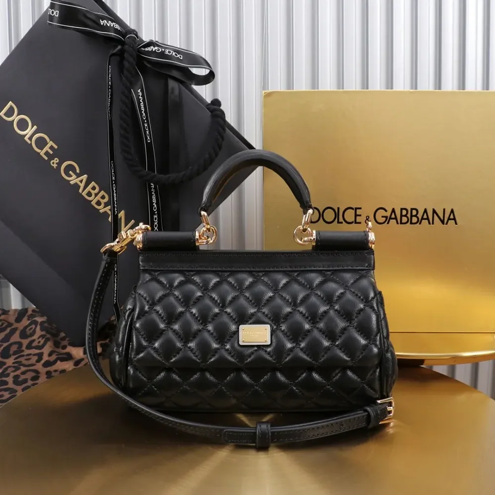Dolce Gabbana D&G Mini Sicily Handbag in Quilted Nappa Leather for Women in Black