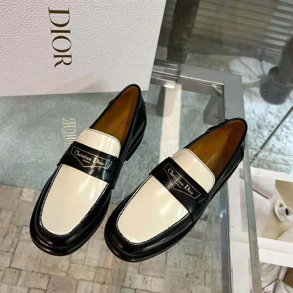 Dior Boy Loafer Black and White Brushed Calfskin for Women
