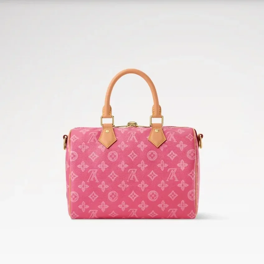 Louis Vuitton Speedy Bandouliere 25 Top Handle Bag / Monogram Origine Rose Ruban Gold Hardware