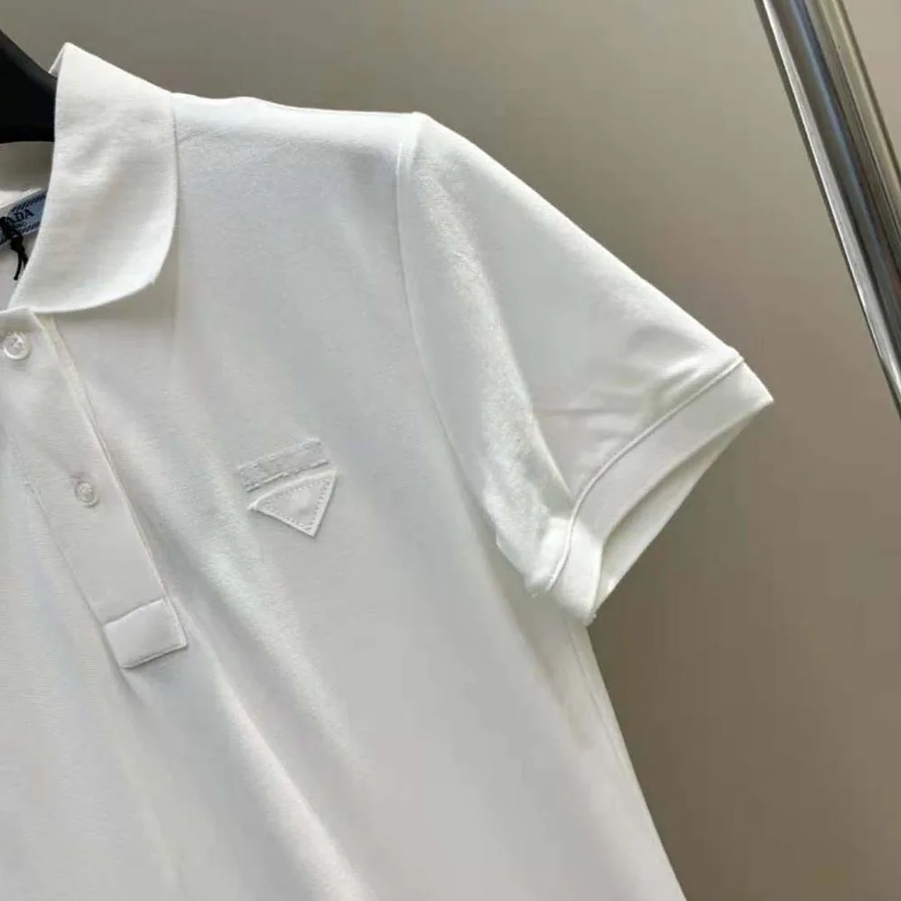 Prada Piqué Midi-dress with Fabric Triangle Logo for Women in White
