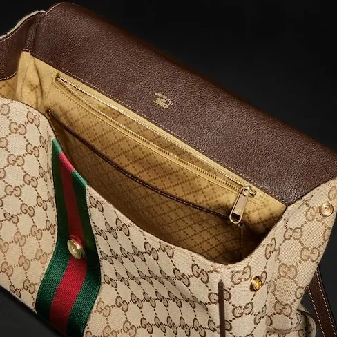 Gucci Paparazzo Large Top Handle Bag / Sand/ Dark Brown Gold Hardware