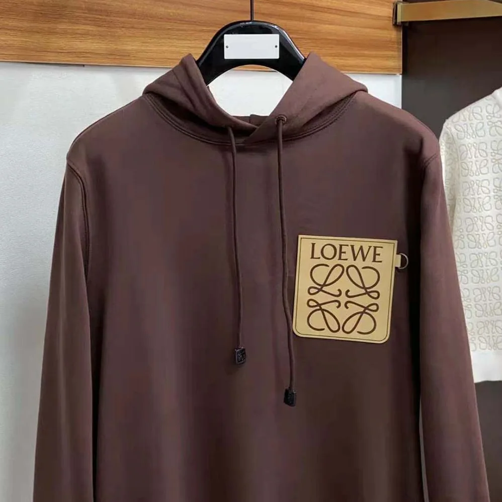 Loewe Anagram Leather Patch Hoodie in Cotton for Men