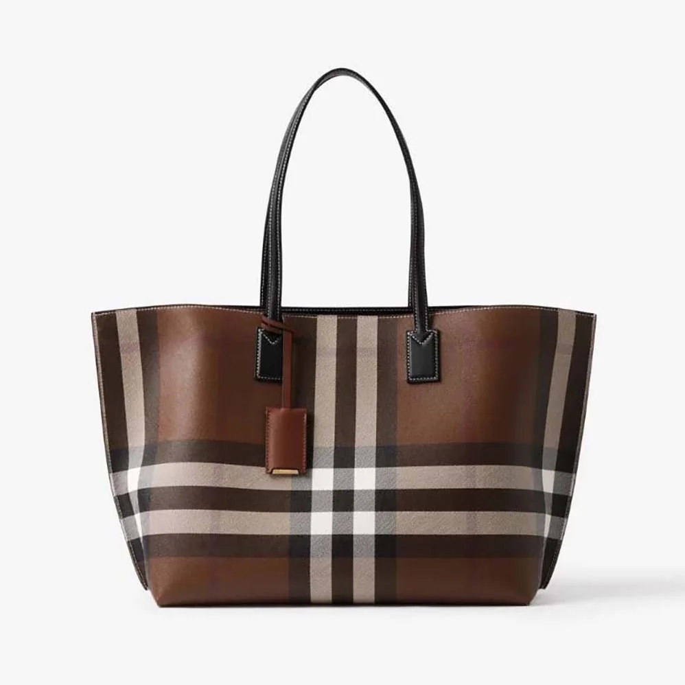 Burberry Check Tote in Calf Leather for Women
