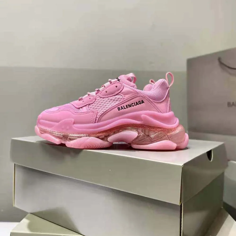 Balenciaga Triple S Clear Sole Sneaker in Light Pink Double Foam and Mesh for Women