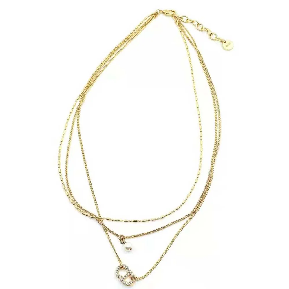 Dior Clair D Lune Necklace Gold-Finish Metal and White Crystals for Women Dior Clair D Lune Necklace Gold-Finish Metal and White Crystals for Women