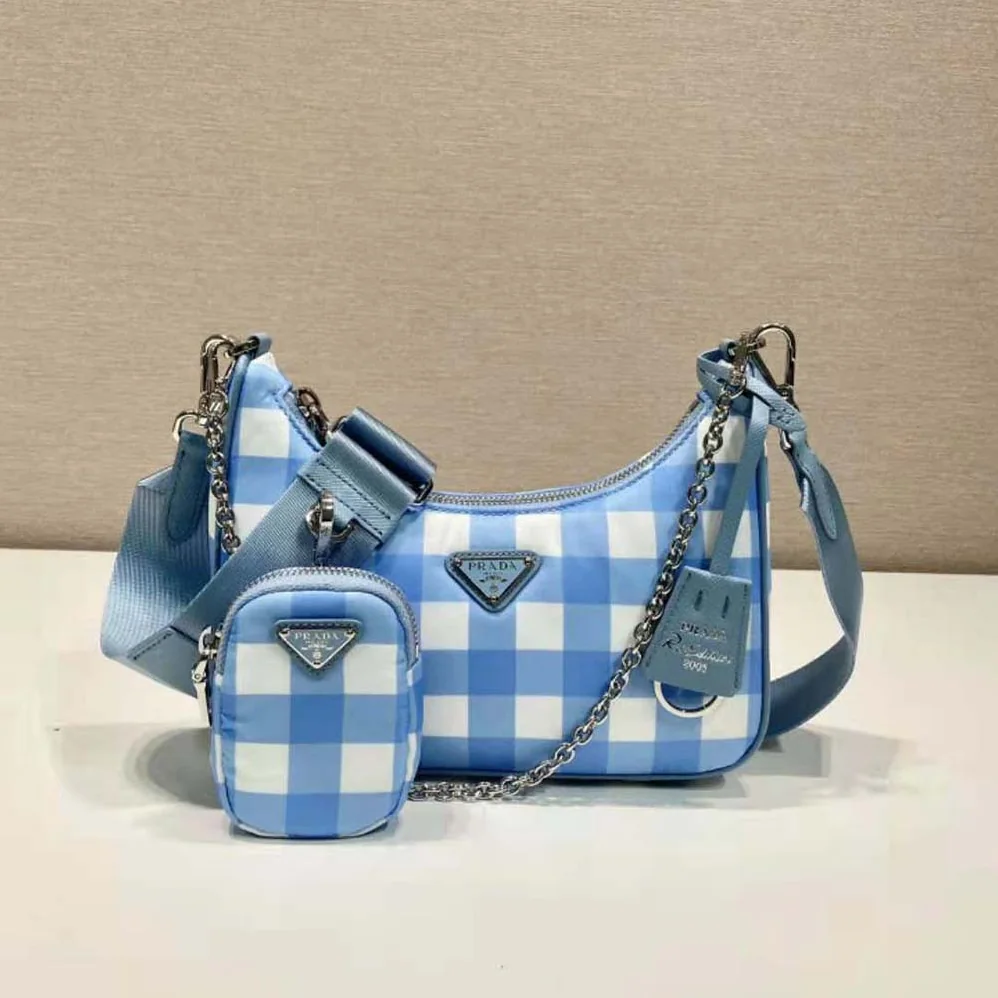 Prada Re-Edition 2005 Printed Re-Nylon Bag for Women in Blue