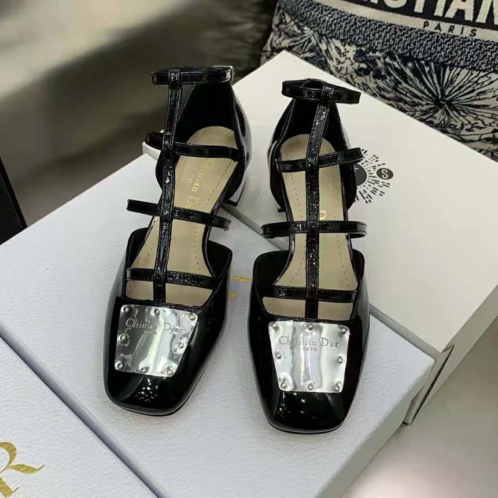 Dior La Parisienne Dior Ballerina Flat Black Patent Calfskin for Women