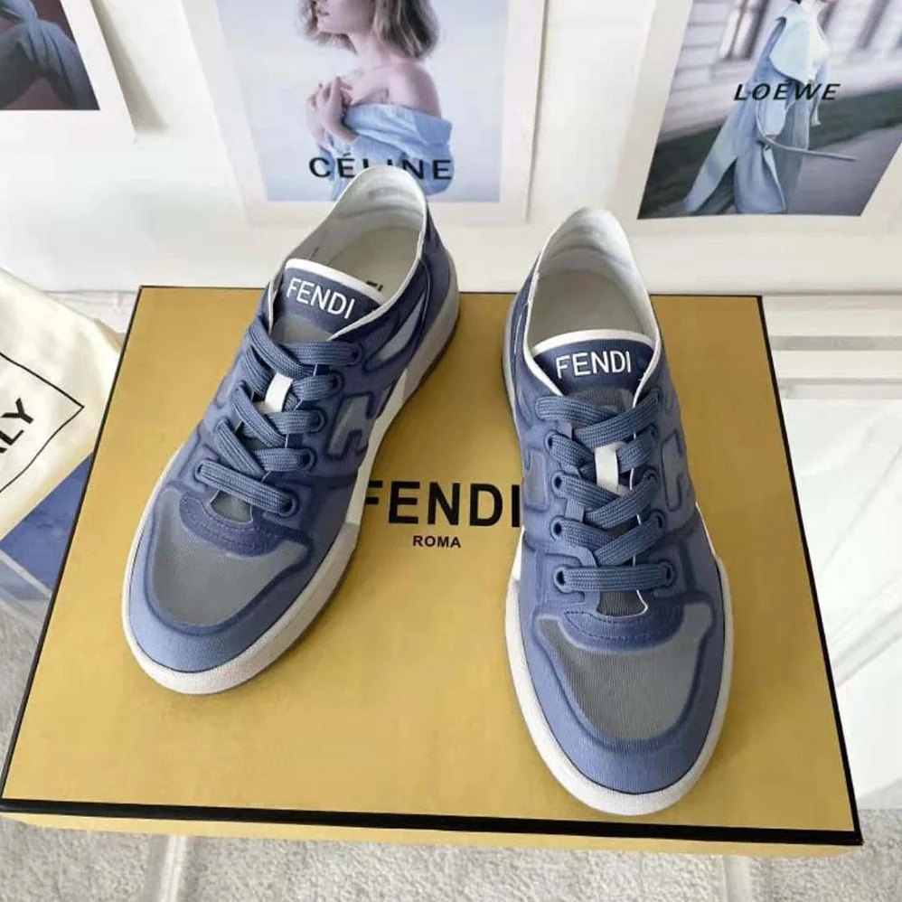 Fendi Match Blue Mesh Low Tops for Unisex