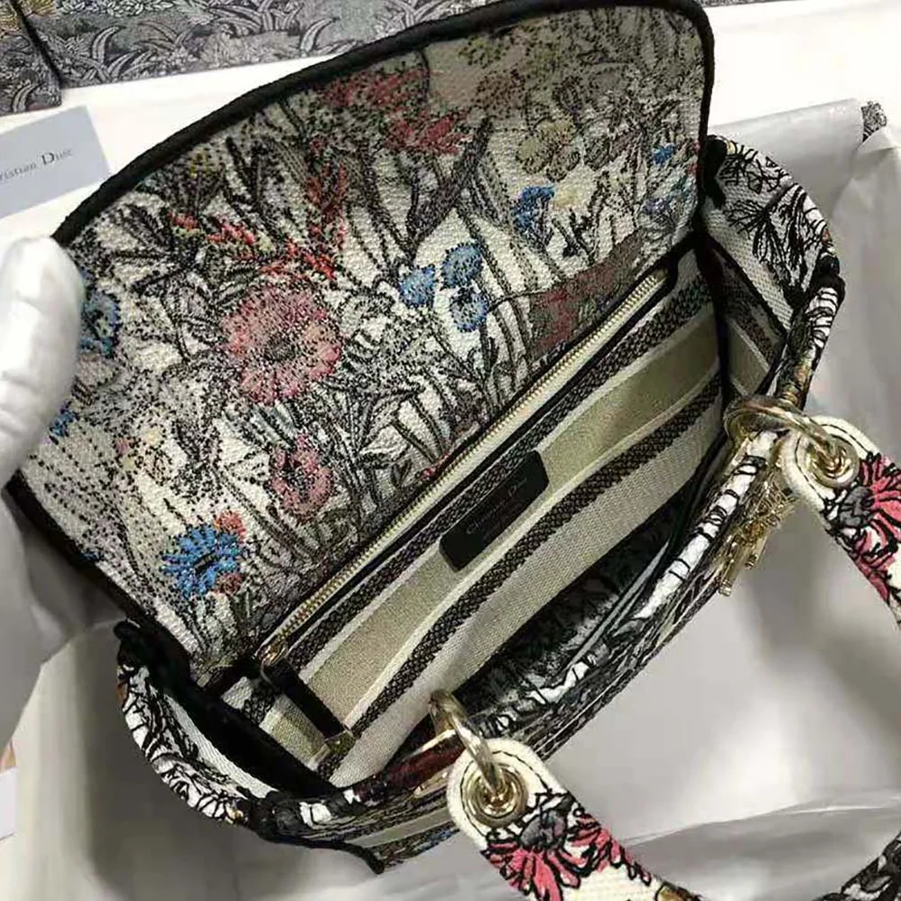 Dior Medium Lady D-lite Bag Multicolor Mille Fleurs Embroidery for Women Dior Medium Lady D-lite Bag Multicolor Mille Fleurs Embroidery for Women
