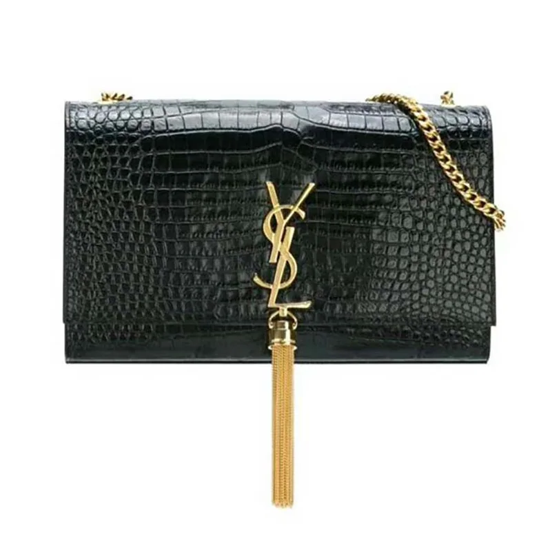 Saint Laurent YSL Kate Small Tassel Embossed Crocodile Shiny for Women in Gold Saint Laurent YSL Kate Small Tassel Embossed Crocodile Shiny for Women in Gold