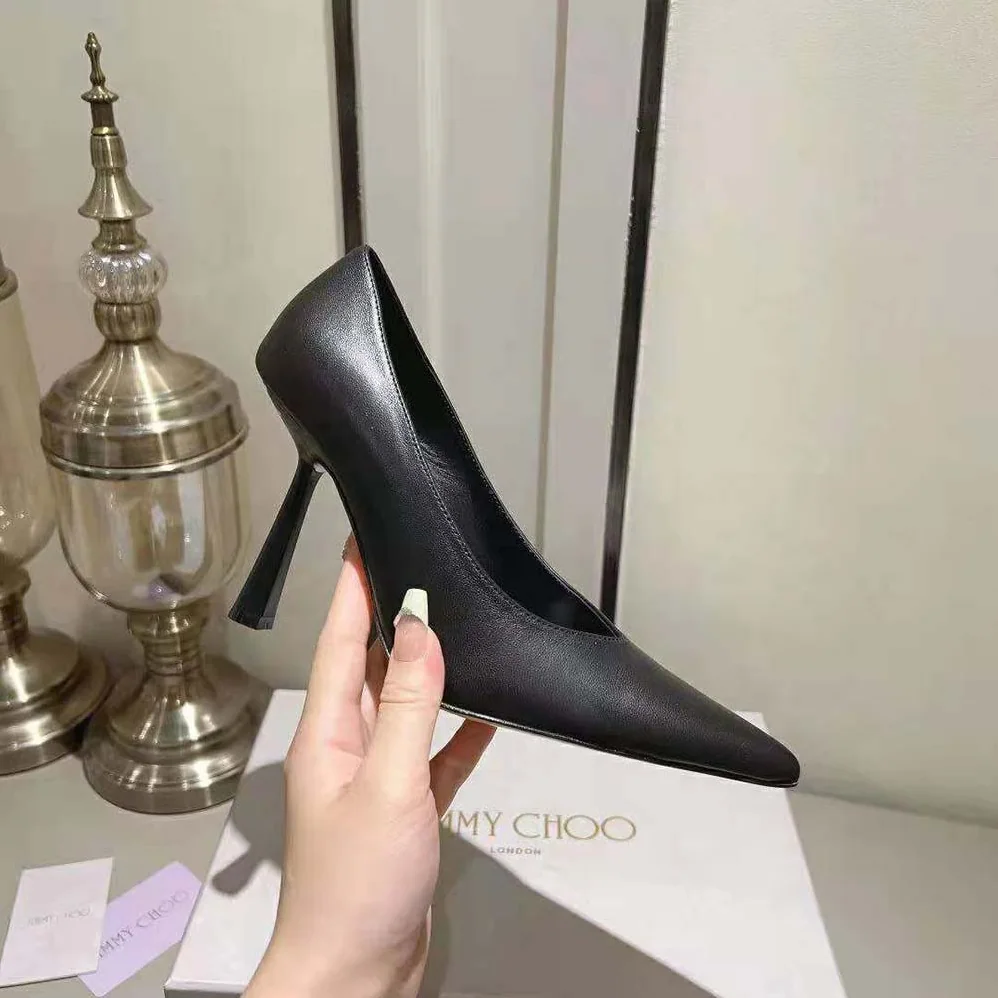 Jimmy Choo Maryanne 100 Black Calf Leather Pointed for Women in Toe Pumps