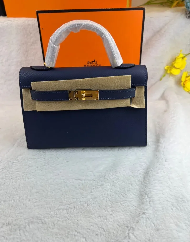 Hermes Kelly 19 Blue France Swift Bag