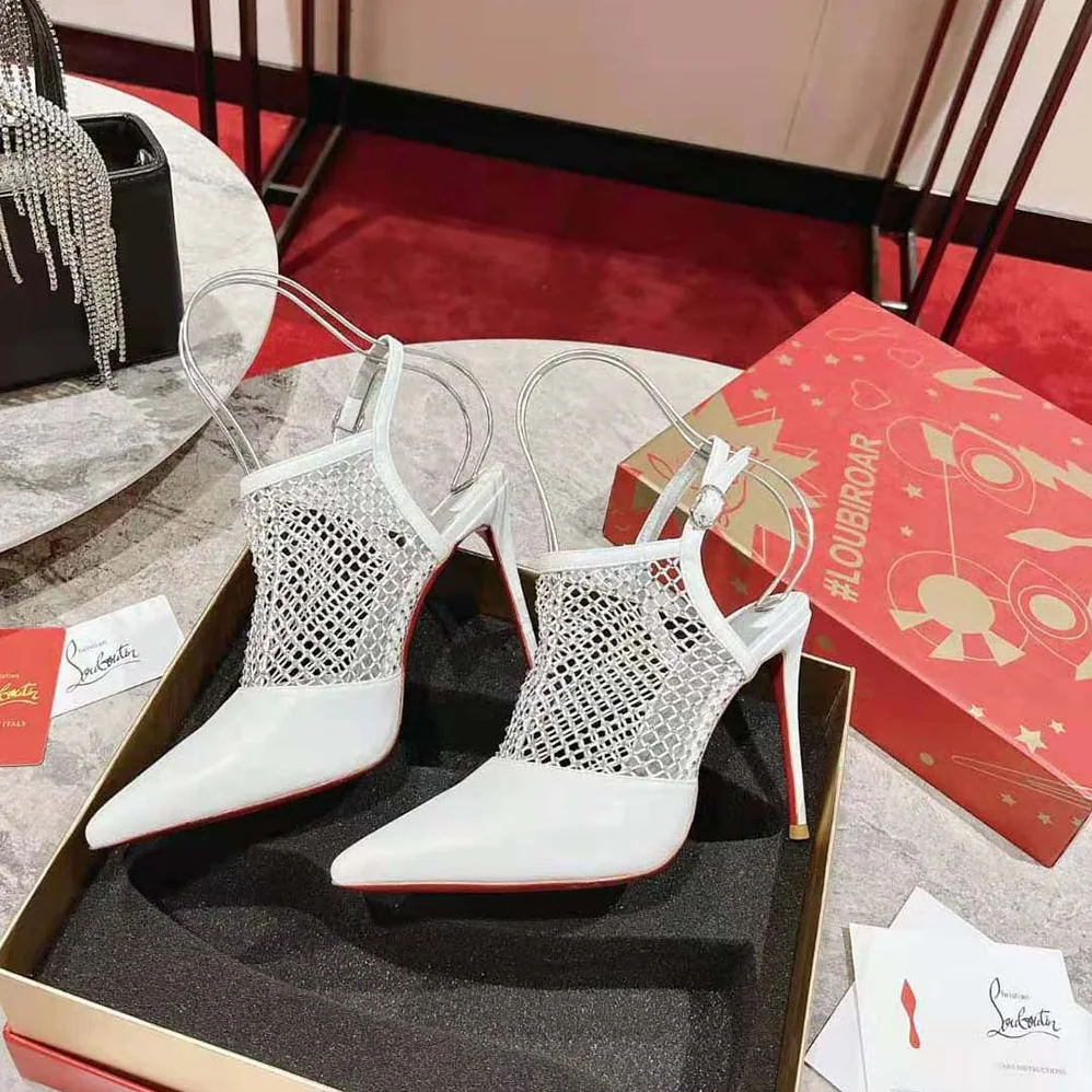 Christian Louboutin Plougesta Pump Strass in 100 mm Heel Height for Women in White Christian Louboutin Plougesta Pump Strass in 100 mm Heel Height for Women in White