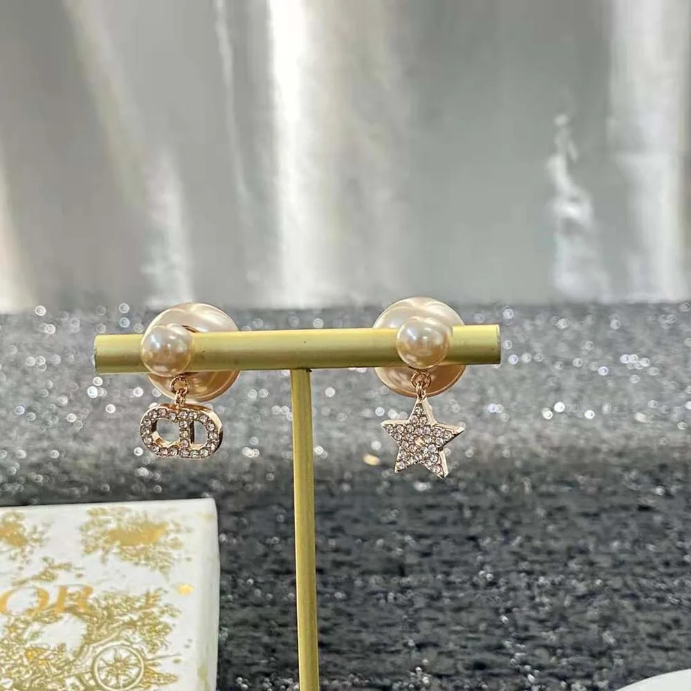 Dior Tribales Earrings Pink-Finish Metal with Pink Resin Pearls for Women Dior Tribales Earrings Pink-Finish Metal with Pink Resin Pearls for Women