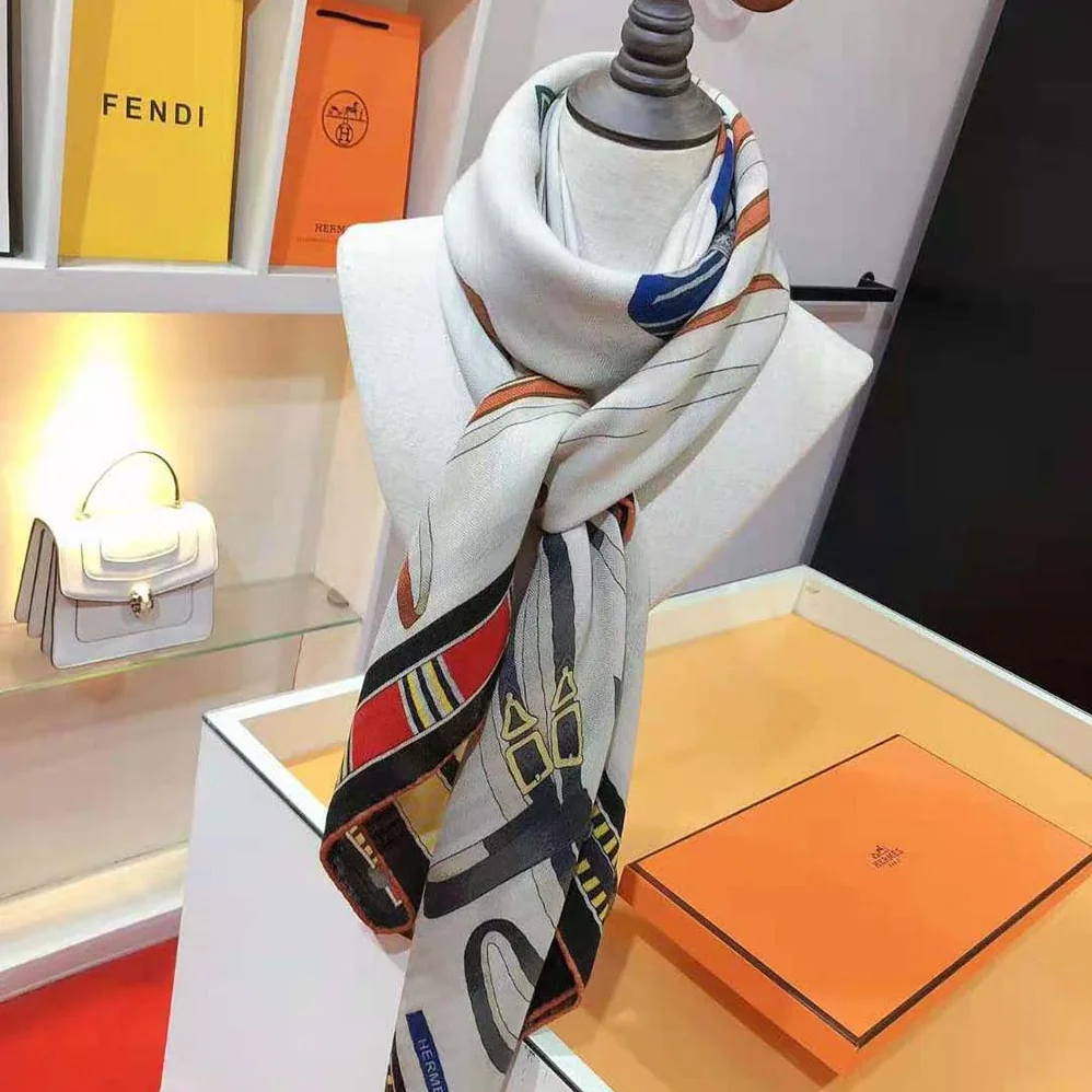 Hermes Lettres Equestre Scarf 90 for Women in White