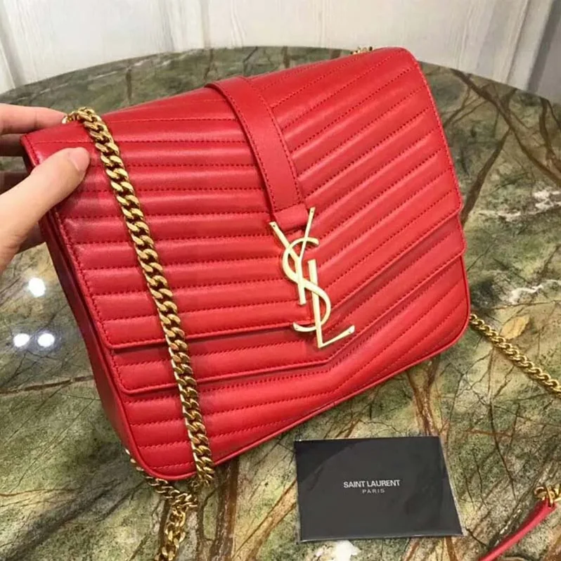 Saint Laurent YSL Medium Sulpice in Quilted Lambskin for Women in Red Saint Laurent YSL Medium Sulpice in Quilted Lambskin for Women in Red