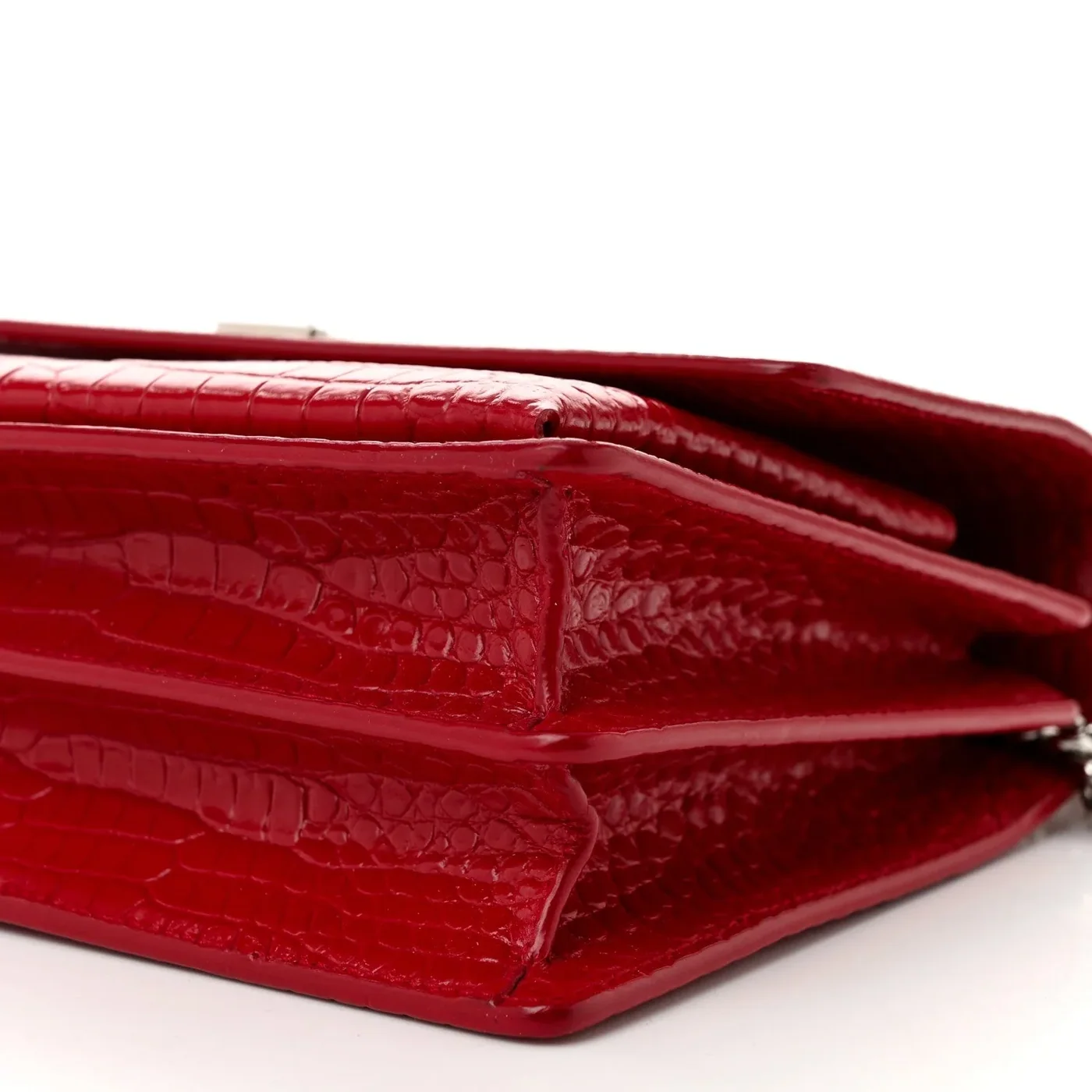 Saint Laurent Sunset Medium Chain Crossbody Bag in Rouge Silver Hardware