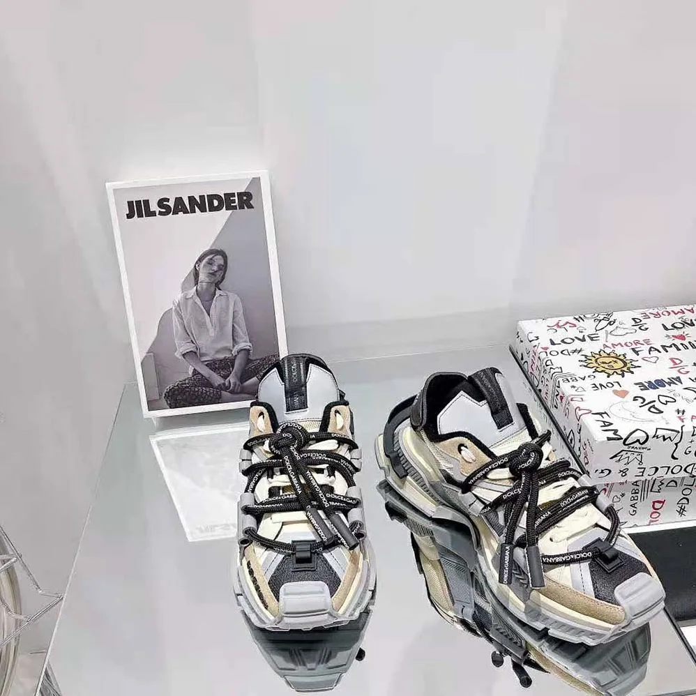 Dolce Gabbana D&G Mixed-Material Space Sneakers for Men in Brown Dolce Gabbana D&G Mixed-Material Space Sneakers for Men in Brown