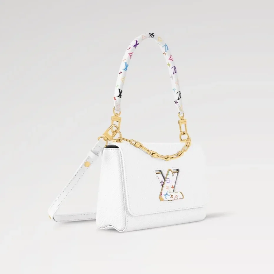 Louis Vuitton LV x TM Twist MM Slim Handbag White / Louis Vuitton LV x TM Twist MM Slim Handbag White /