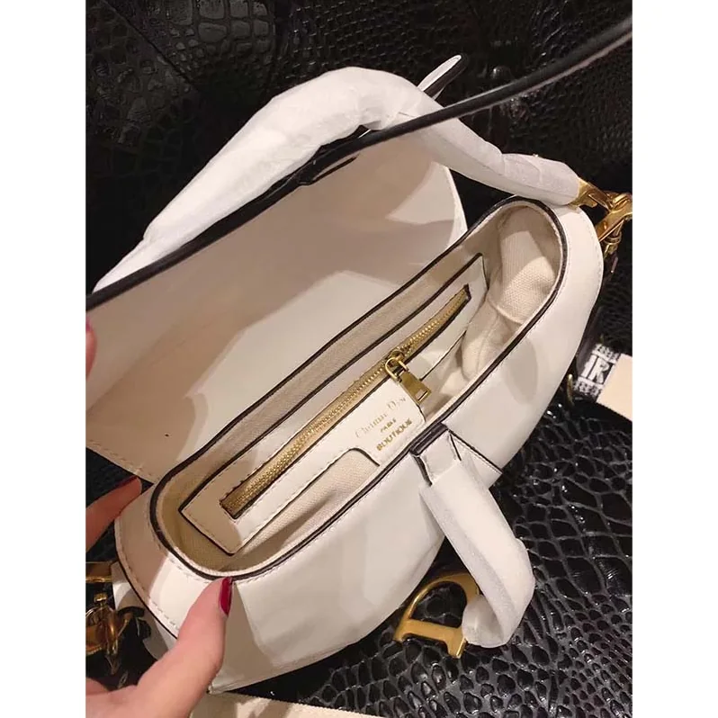 Dior Saddle Calfskin Bag for Women in White Dior Saddle Calfskin Bag for Women in White