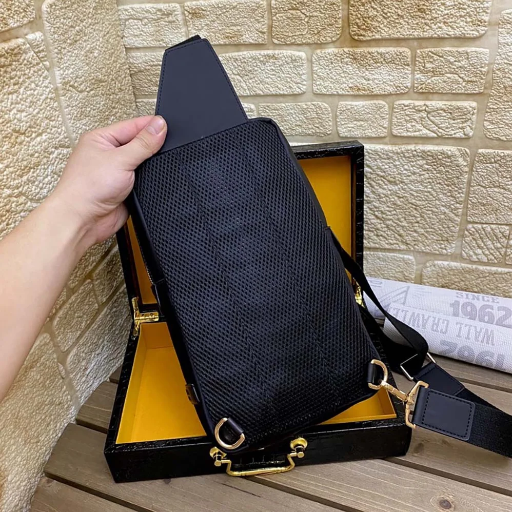Fendi Monster Sling Bag Nylon And Leather Medium Crossbody Bag In Black for Men Fendi Monster Sling Bag Nylon And Leather Medium Crossbody Bag In Black for Men