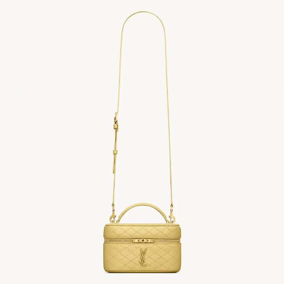 Saint Laurent YSL Gaby Vanity Bag In Lambskin for Women in Yellow Saint Laurent YSL Gaby Vanity Bag In Lambskin for Women in Yellow