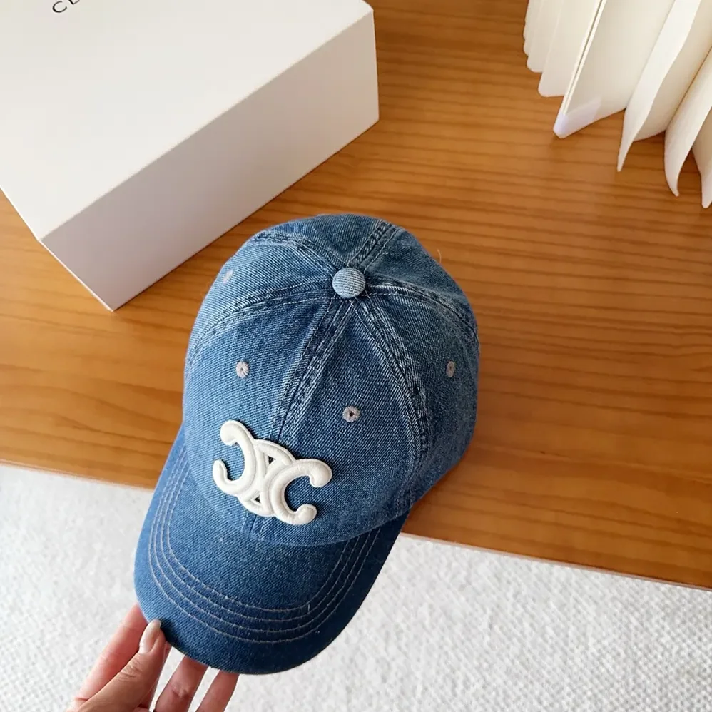 Celine Triomphe Baseball Cap in Denim Union Wash for Women