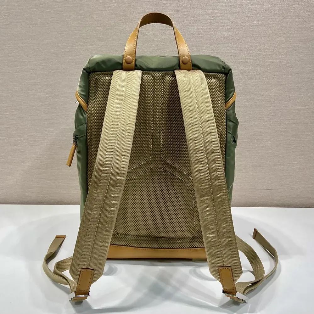 Prada Re-Nylon and Leather Backpack for Men in Dark Green Prada Re-Nylon and Leather Backpack for Men in Dark Green