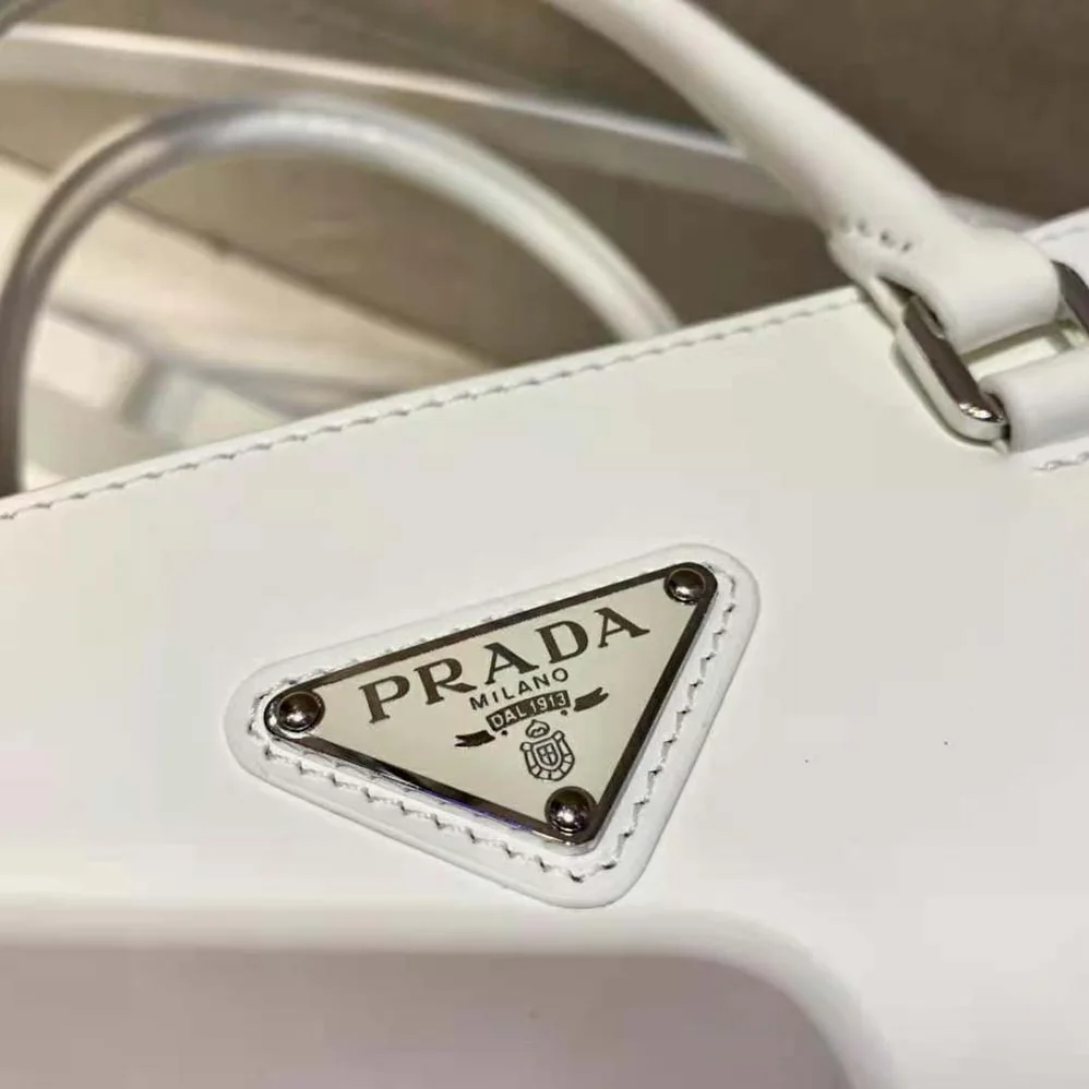 Prada Brushed Leather Tote Bag for Women in White Prada Brushed Leather Tote Bag for Women in White