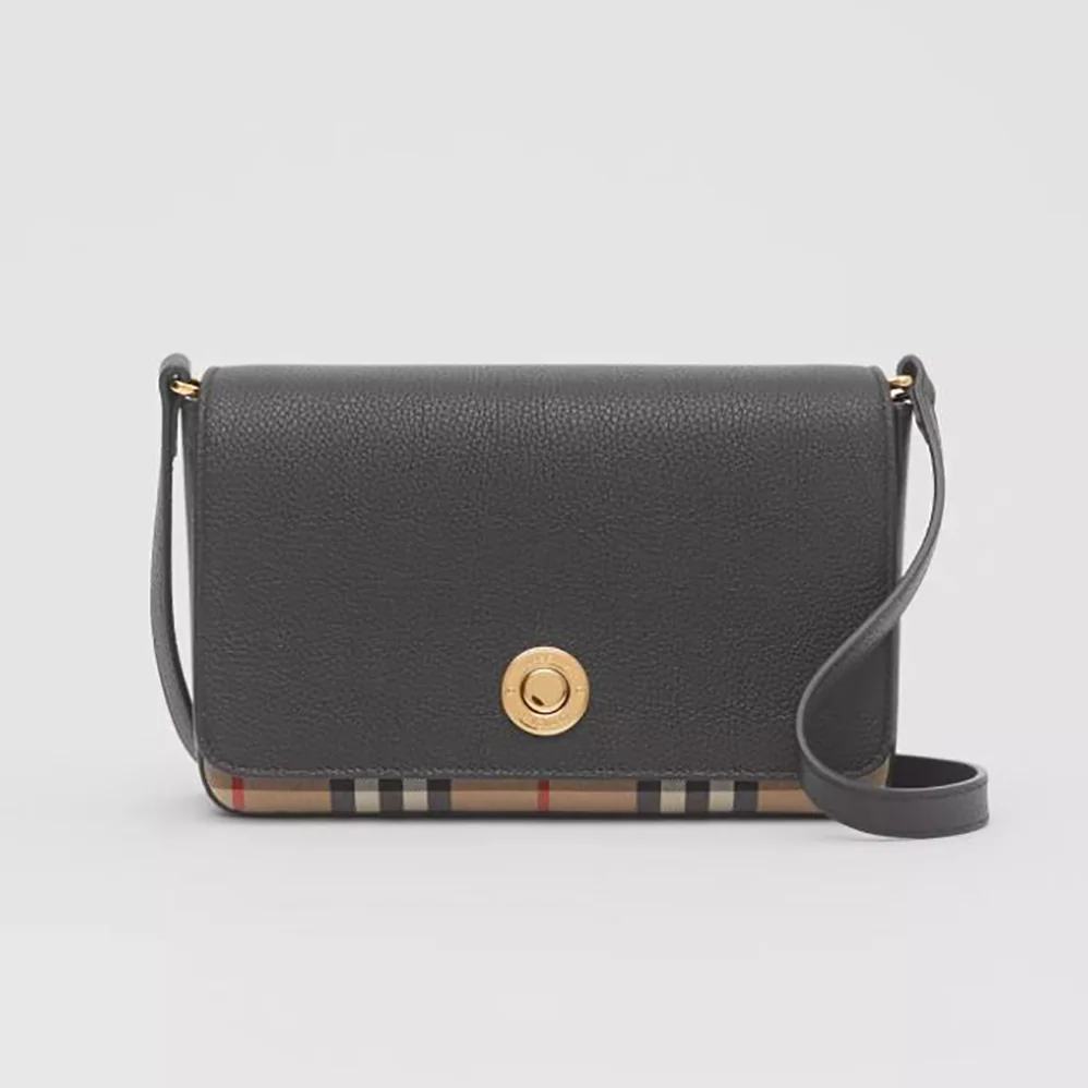 Burberry Small Leather and Vintage Check Crossbody Bag for Women