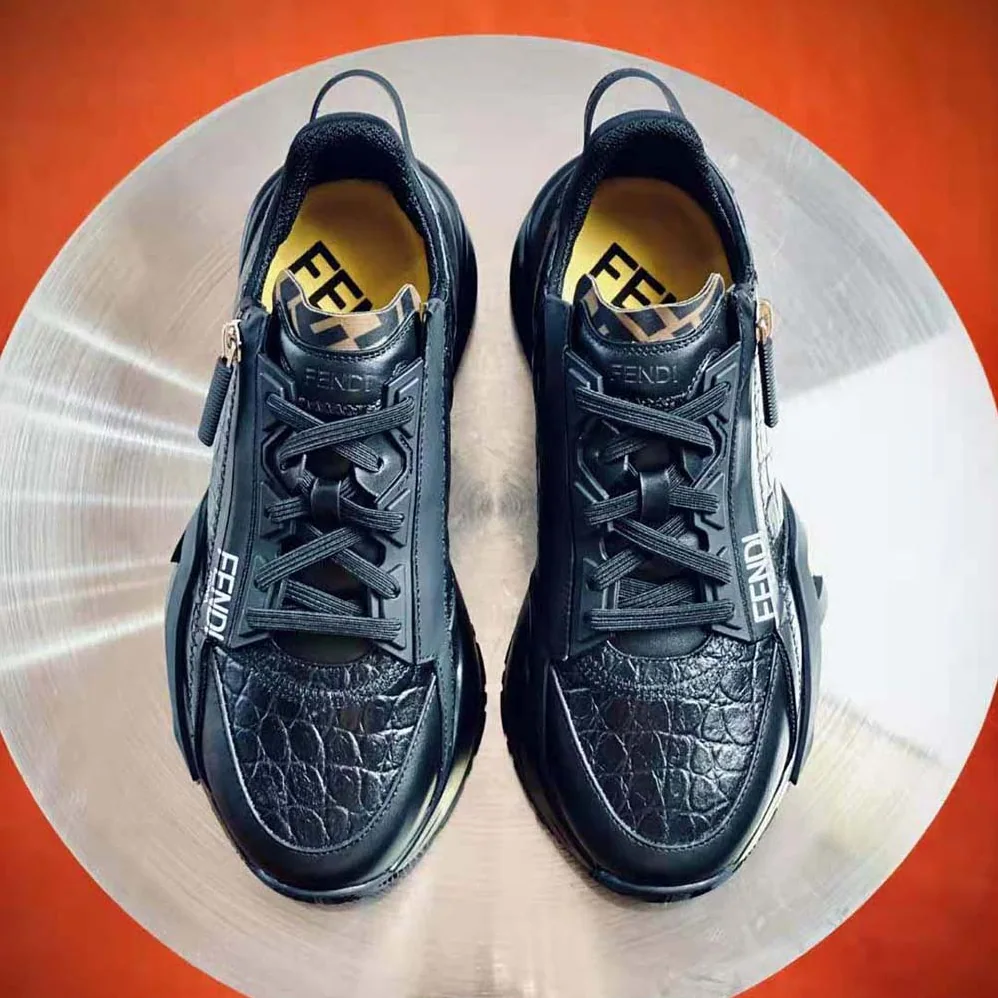 Fendi Sneakers Black Caiman Low for Women in Tops Fendi Sneakers Black Caiman Low for Women in Tops