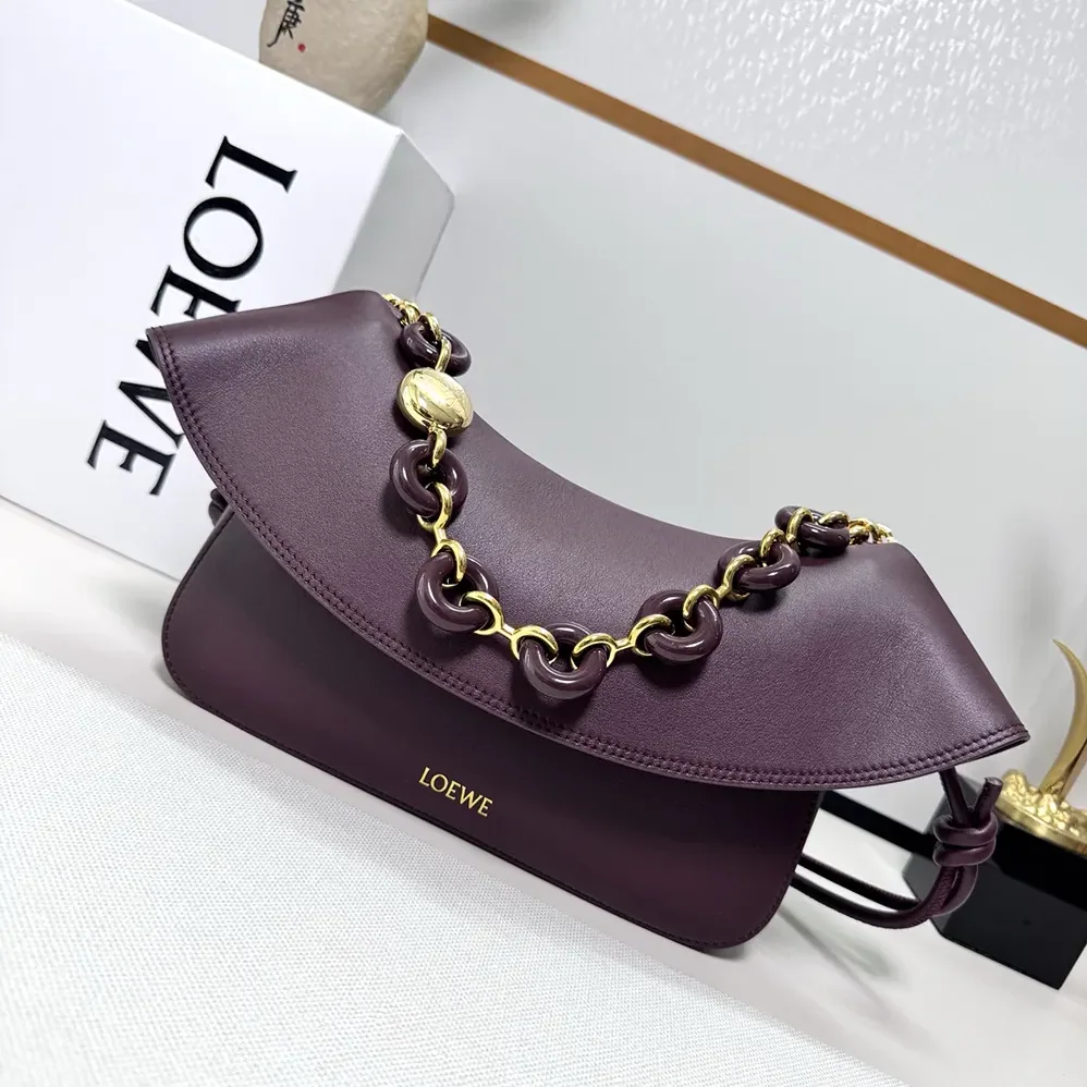 Loewe Medium Ola Bag in Smooth Calfskin for Women in Dark Burgundy Loewe Medium Ola Bag in Smooth Calfskin for Women in Dark Burgundy