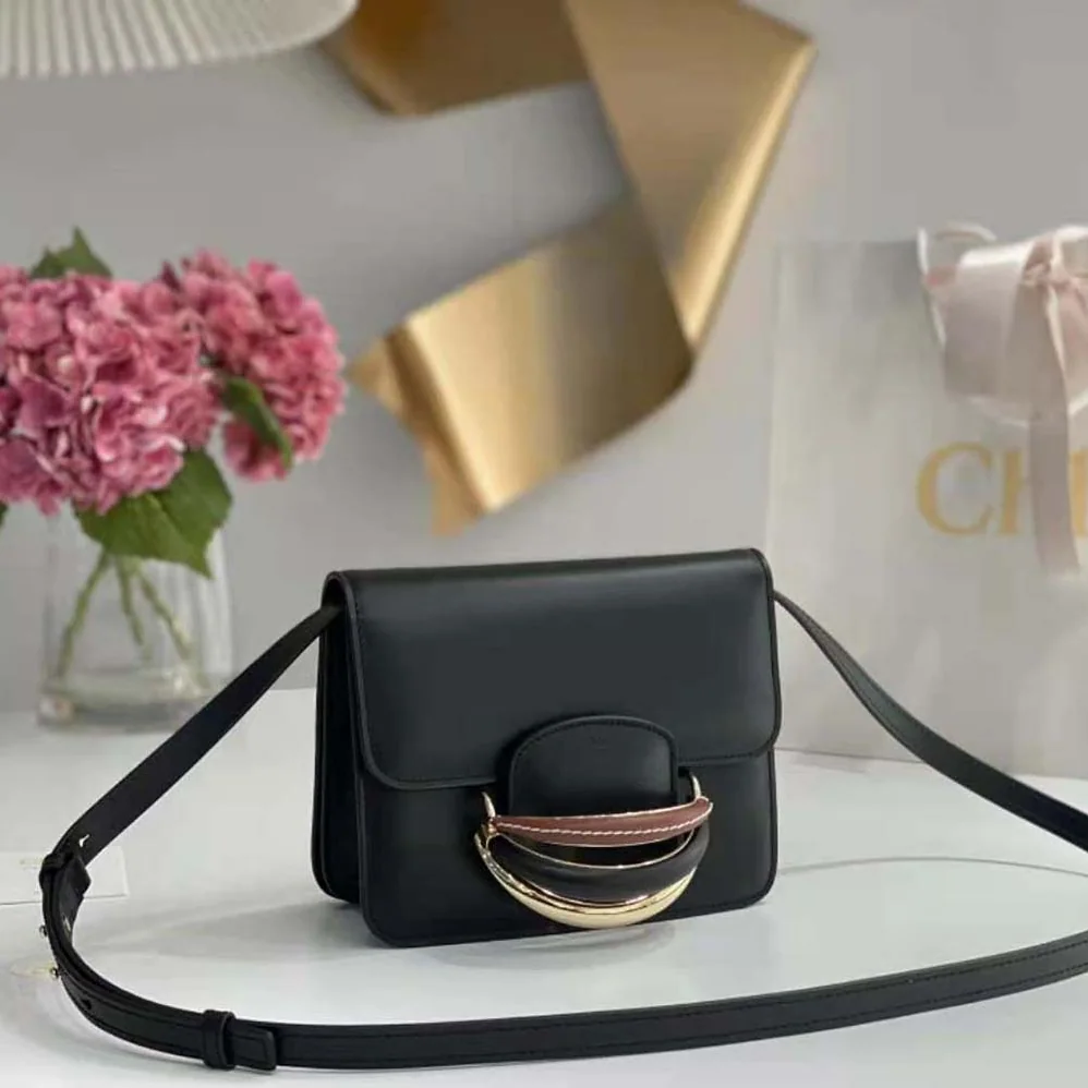 Chloe Kattie Cross-Body Bag in Shiny Calfskin for Women in Black