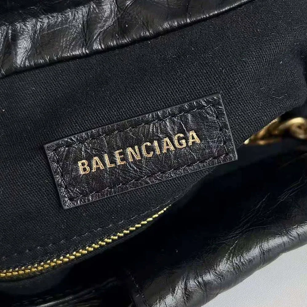 Balenciaga Crush Small Tote Bag in Black Crushed Calfskin for Women