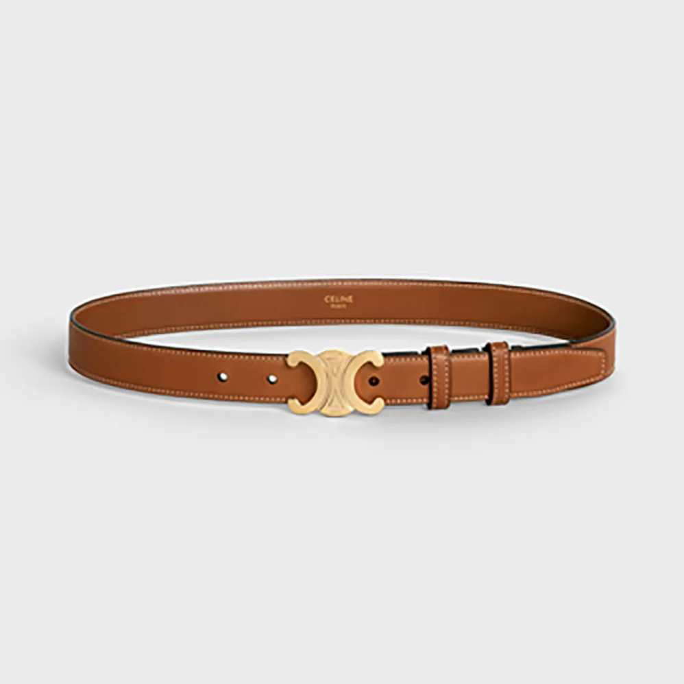 Celine Triomphe Belt in Natural Calfskin for Women in Brown