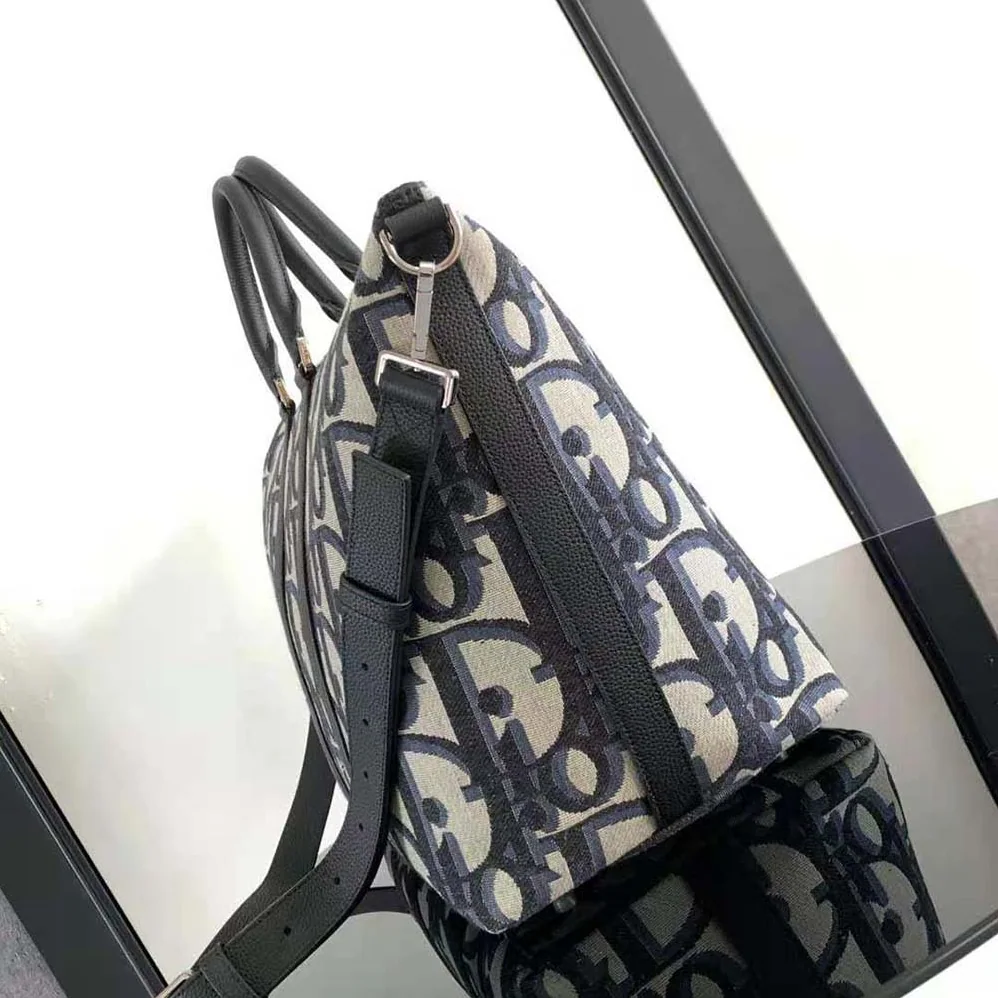 Dior Weekender 50 Bag Beige and Black Maxi Dior Oblique Jacquard for Men