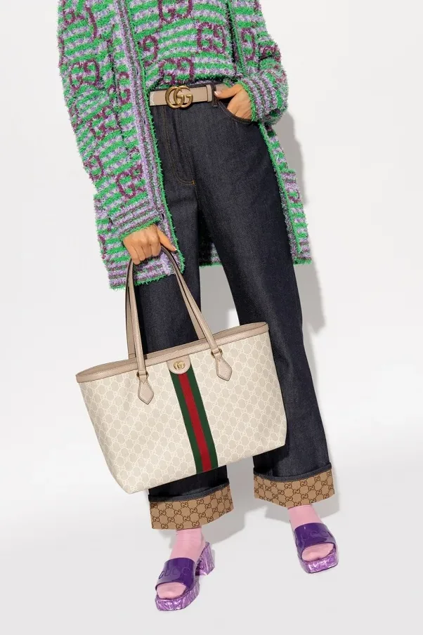 Gucci Ophidia Medium GG Tote Bag in Beige Gold Hardware Gucci Ophidia Medium GG Tote Bag in Beige Gold Hardware