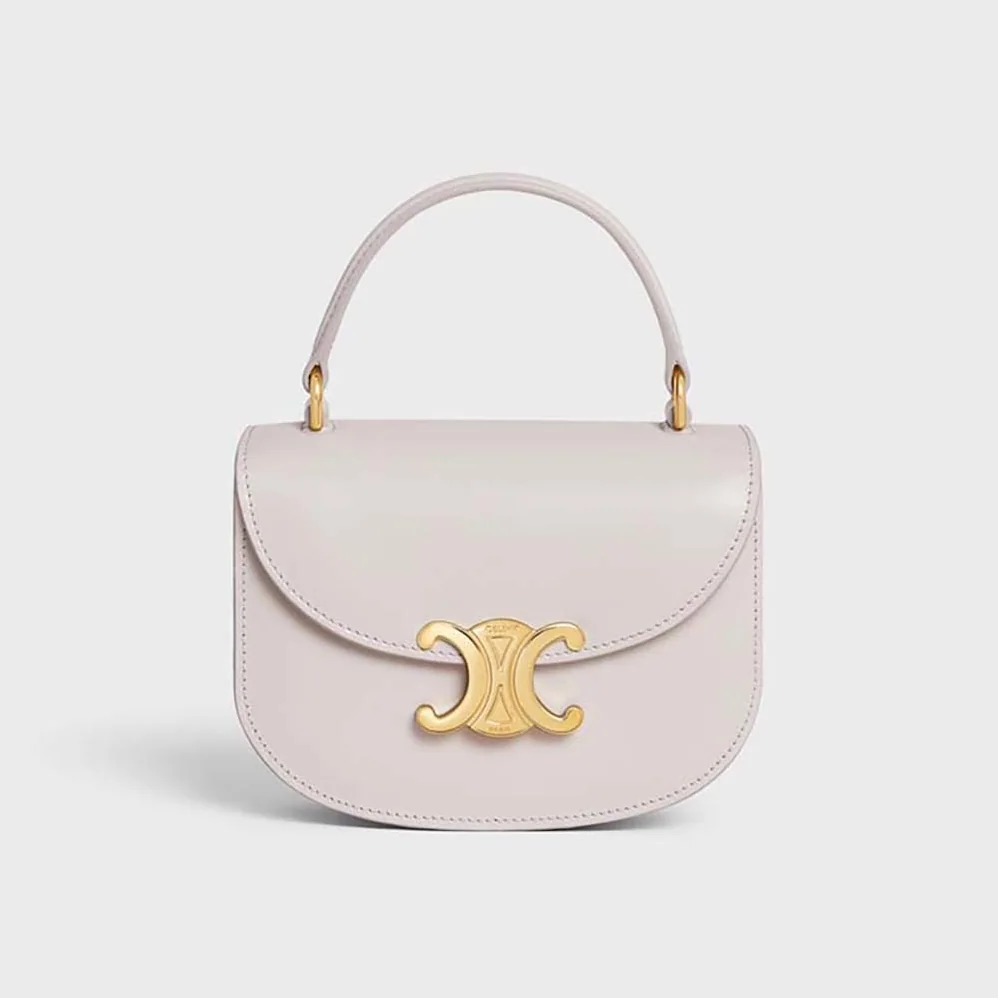 Celine Mini Besace Triomphe in Shiny Calfskin for Women in White Celine Mini Besace Triomphe in Shiny Calfskin for Women in White