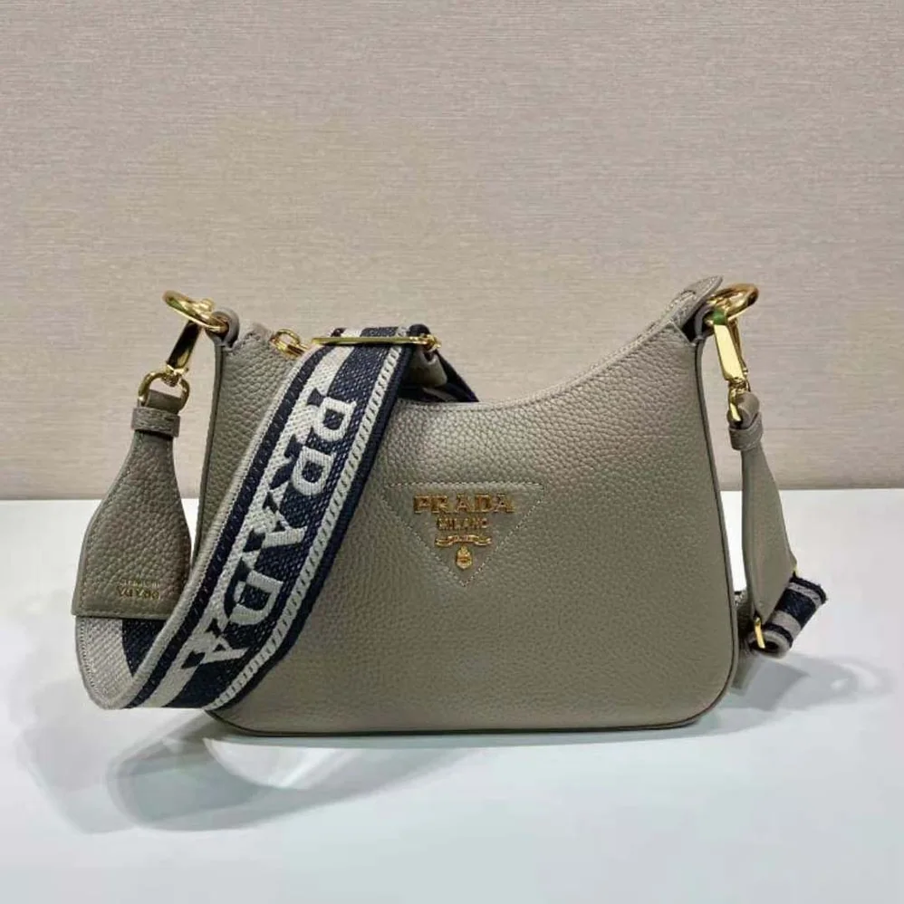 Prada Leather Shoulder Bag for Women in Gray Prada Leather Shoulder Bag for Women in Gray