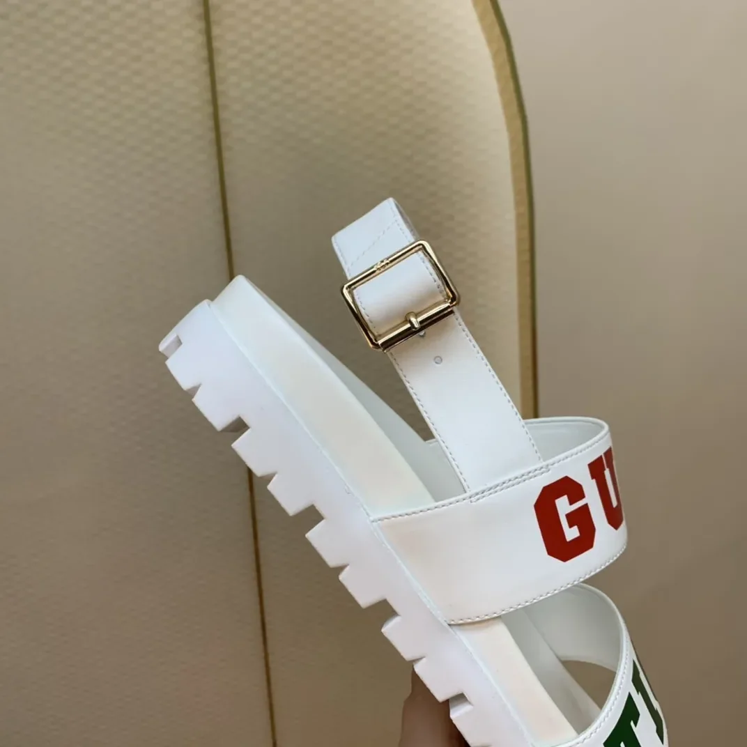 Gucci Tiger And Buckle Sandal White for Women