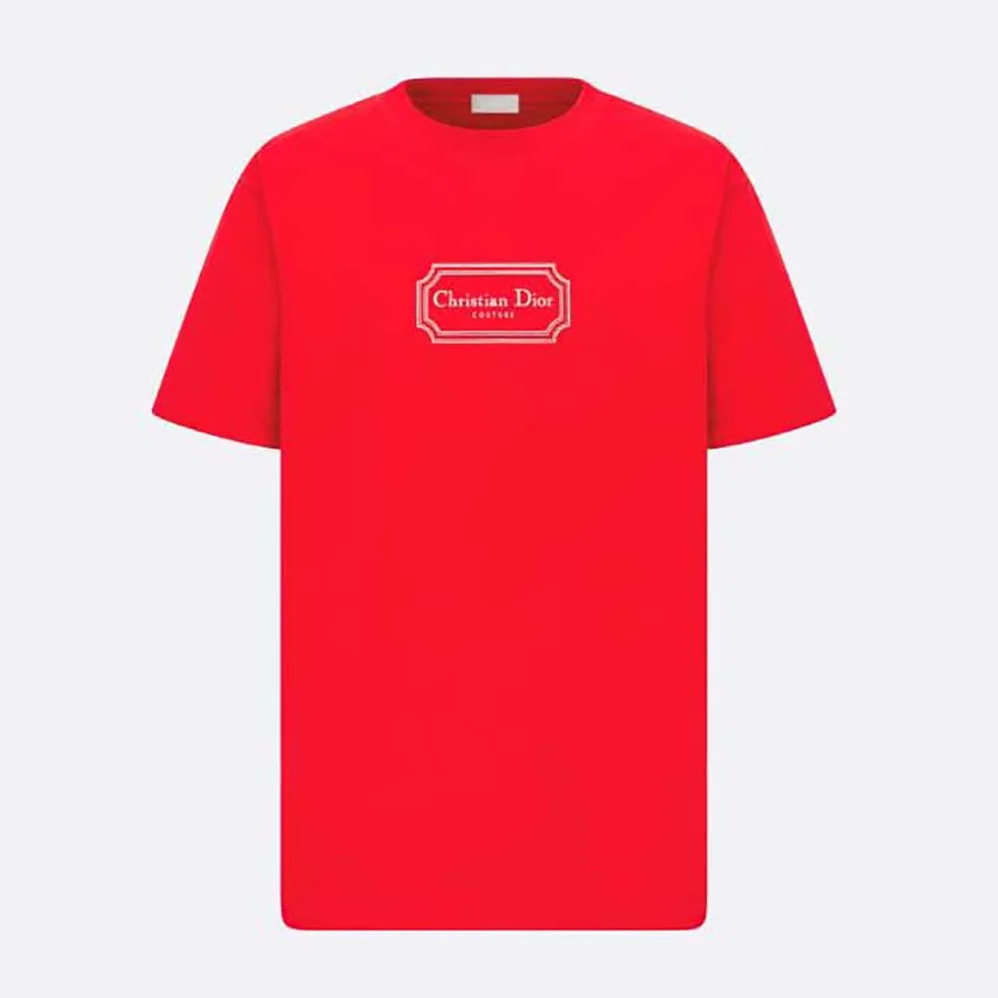 Dior Christian Dior Couture Relaxed-Fit T-Shirt Red Organic Cotton Jersey for Men