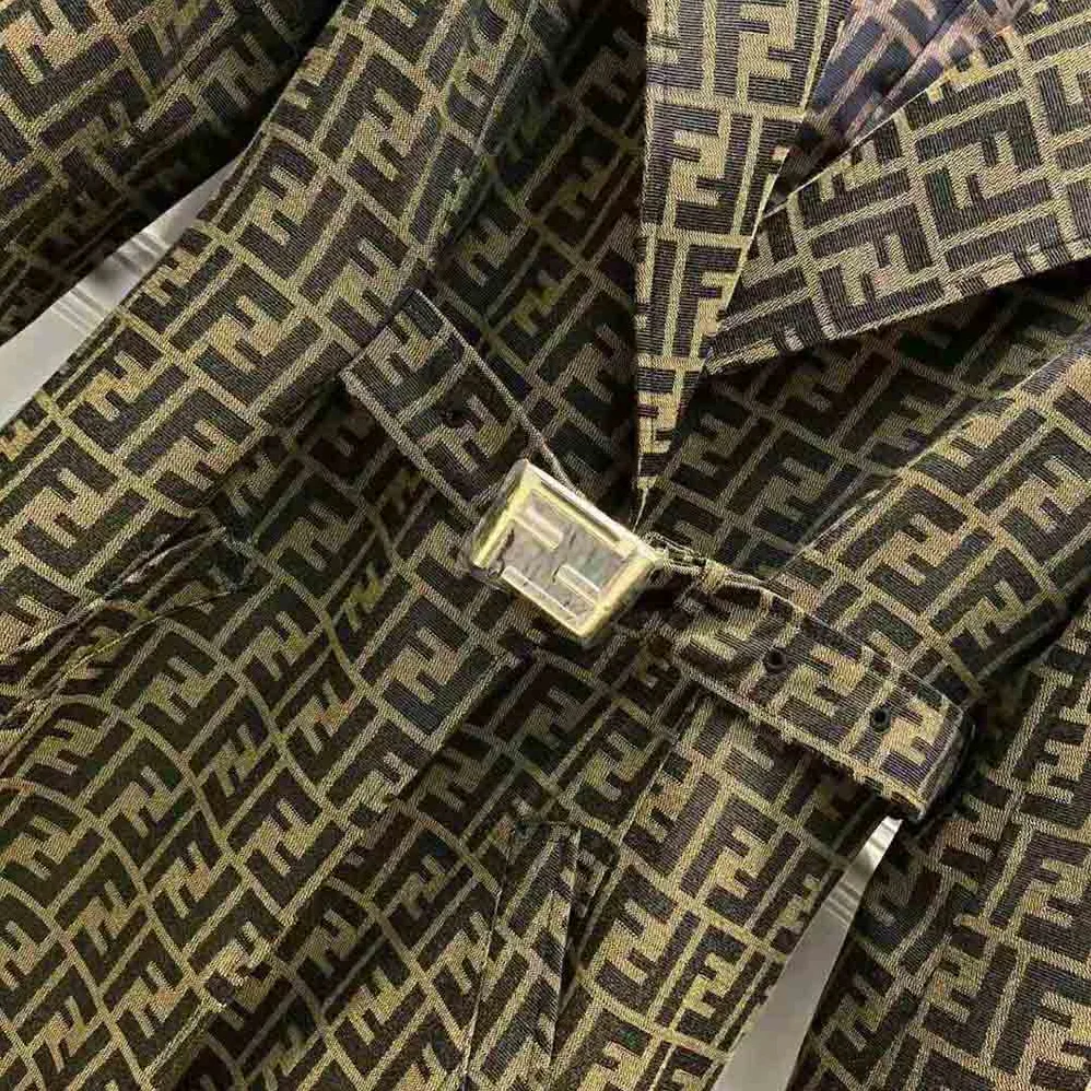 Fendi Overcoat Brown Canvas Trench Coat for Women