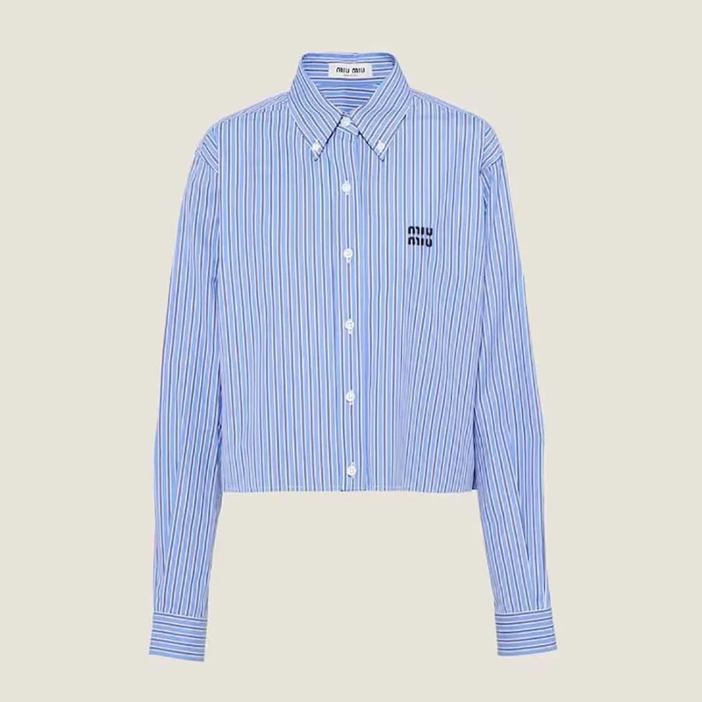 Miu Miu Poplin Shirt with Embroidered Logo for Women