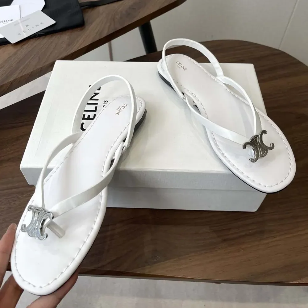 Celine Biki Sandal in Calfskin for Women in White