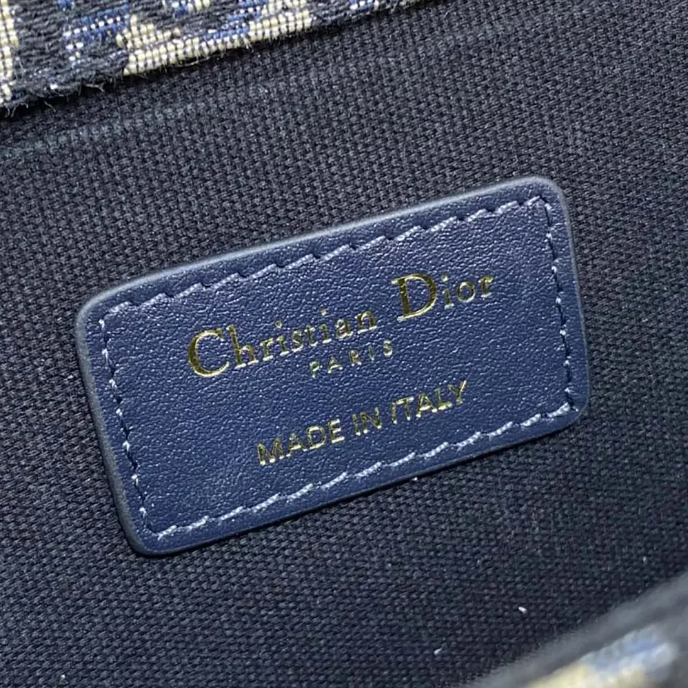 Dior 30 Montaigne East-West Bag with Chain Blue Dior Oblique Jacquard and Smooth Calfskin for Women